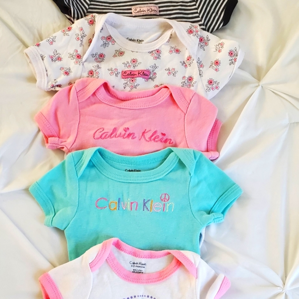 Set of 5 Calvin Klein Baby Girl Onesies